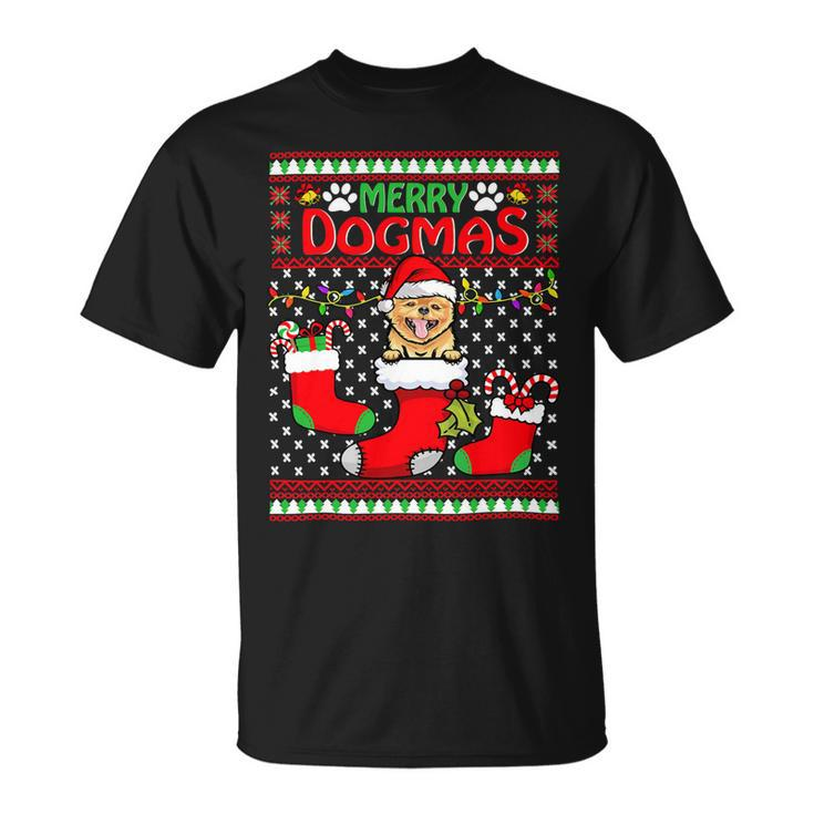 Merry Dogmas Pomeranian Dog Funny Ugly Christmas Xmas T-Shirt Unisex T-Shirt