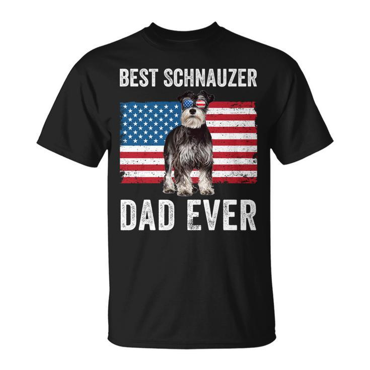 Miniature Schnauzer Dad American Flag Mini Schnauzer Dog Dad T-shirt
