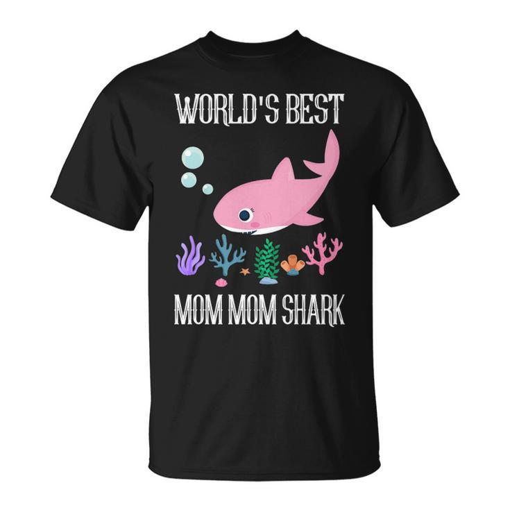 Mom Mom Grandma Worlds Best Mom Mom Shark T-Shirt