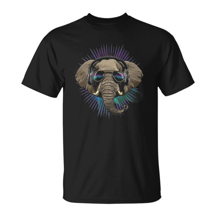 Music Elephant Dj With Headphones Musical Elephant Lovers Unisex T-Shirt