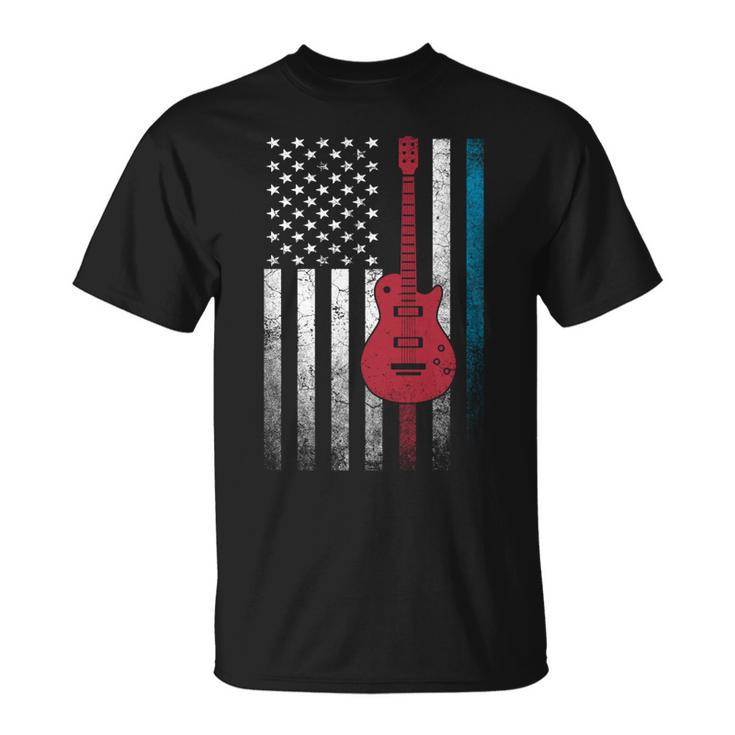 Musician Guitar Music 4Th Of July American Flag Usa America  Unisex T-Shirt