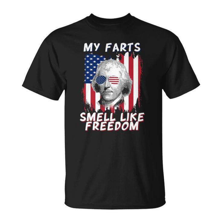 My Farts Smell Like Freedom Jefferson  4Th July Flag Unisex T-Shirt