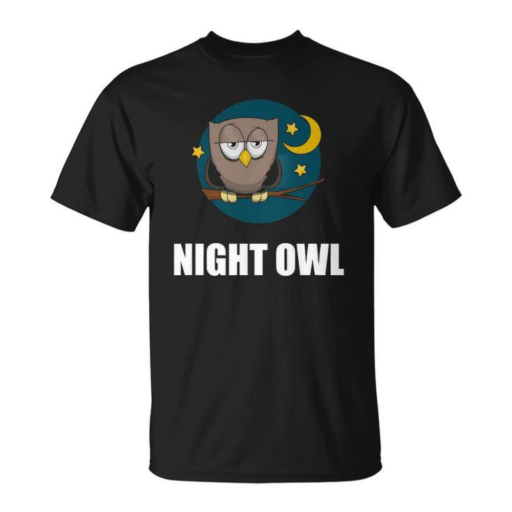 Night Owl Moon Cartoon Funny Unisex T-Shirt