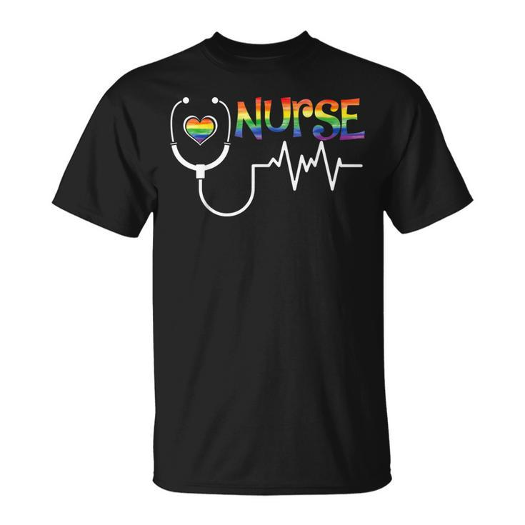 Nurse Rainbow Flag Lgbt Lgbtq Gay Lesbian Bi Pride Ally  Unisex T-Shirt