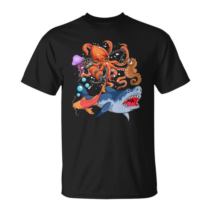 Octopus Jellyfish Seahorse Shark Zookeeper Kids Ocean Animal  Unisex T-Shirt