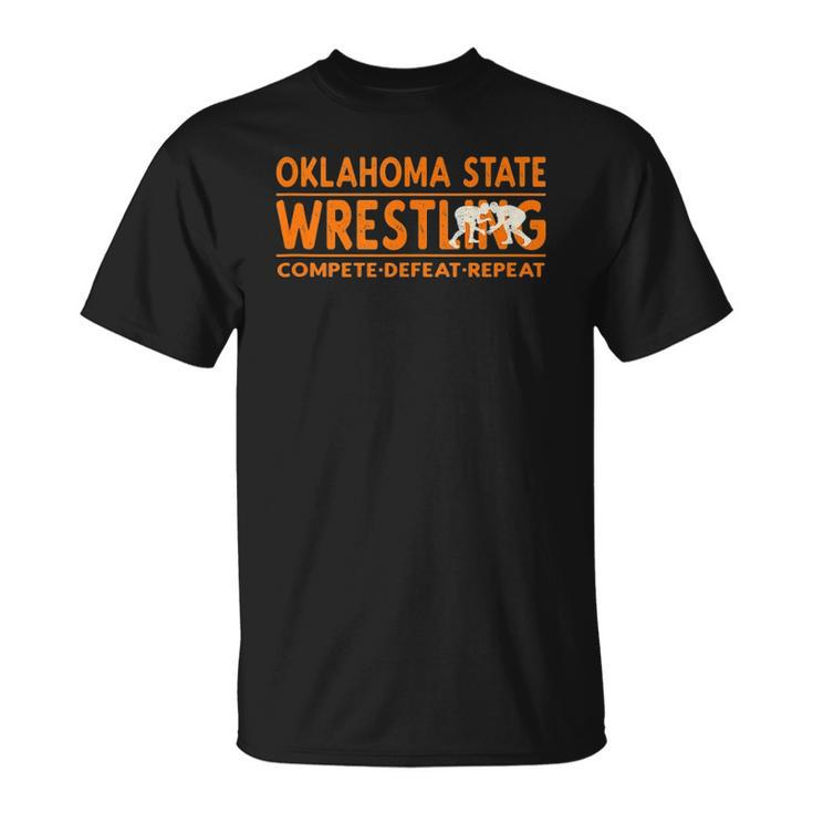 Oklahoma State Wrestling Compete Defeat Repeat  Unisex T-Shirt