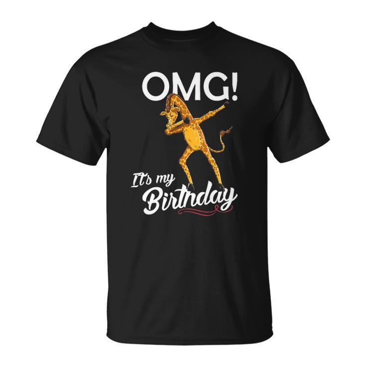 Omg Its My Birthday Dabbing Giraffe Dab Dance Unisex T-Shirt