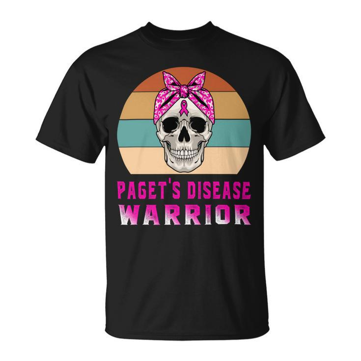 Pagets Disease Warrior  Skull Women Vintage  Pink Ribbon  Pagets Disease  Pagets Disease Awareness Unisex T-Shirt