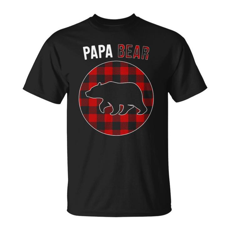 Papa Bear Red Plaid Matching Family Christmas Pajamas Unisex T-Shirt