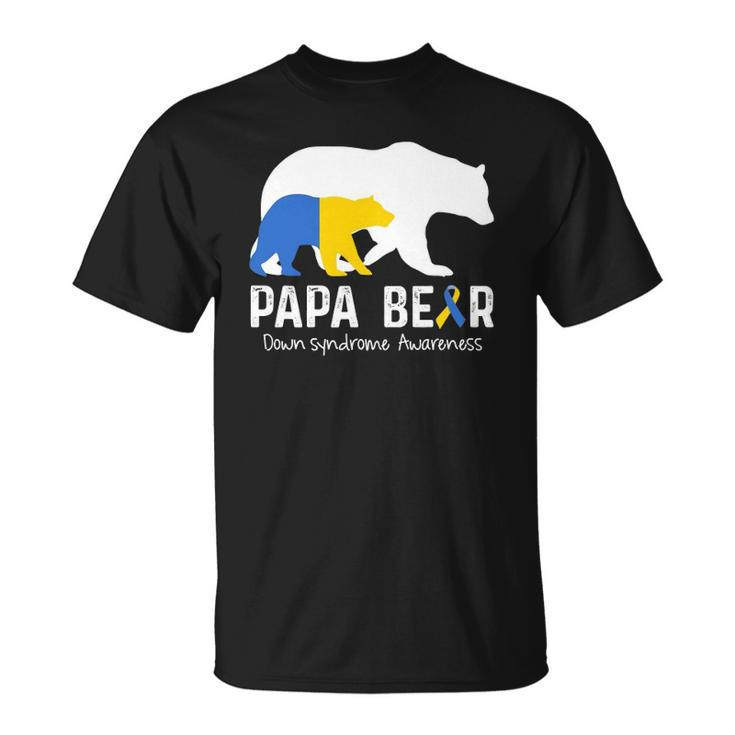 Papa Bear Support Down Syndrome Awareness Fathers Day Unisex T-Shirt