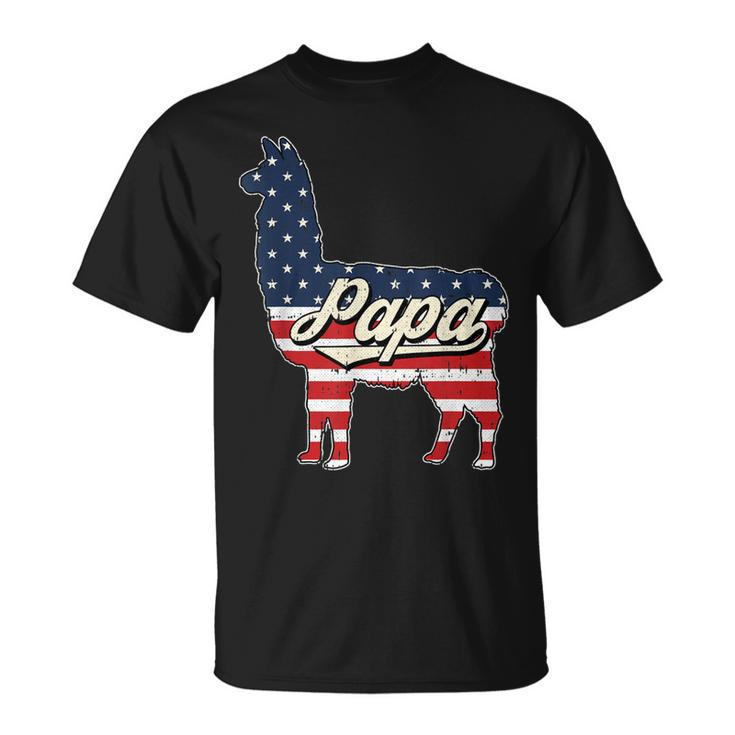 Papa Llama 4Th Of July American Flag Patriotic Dad Father  Unisex T-Shirt