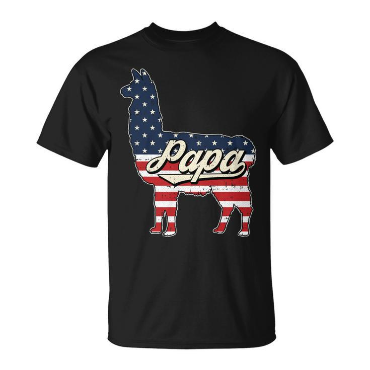 Papa Llama 4Th Of July American Flag Patriotic Dad Father  V2 Unisex T-Shirt