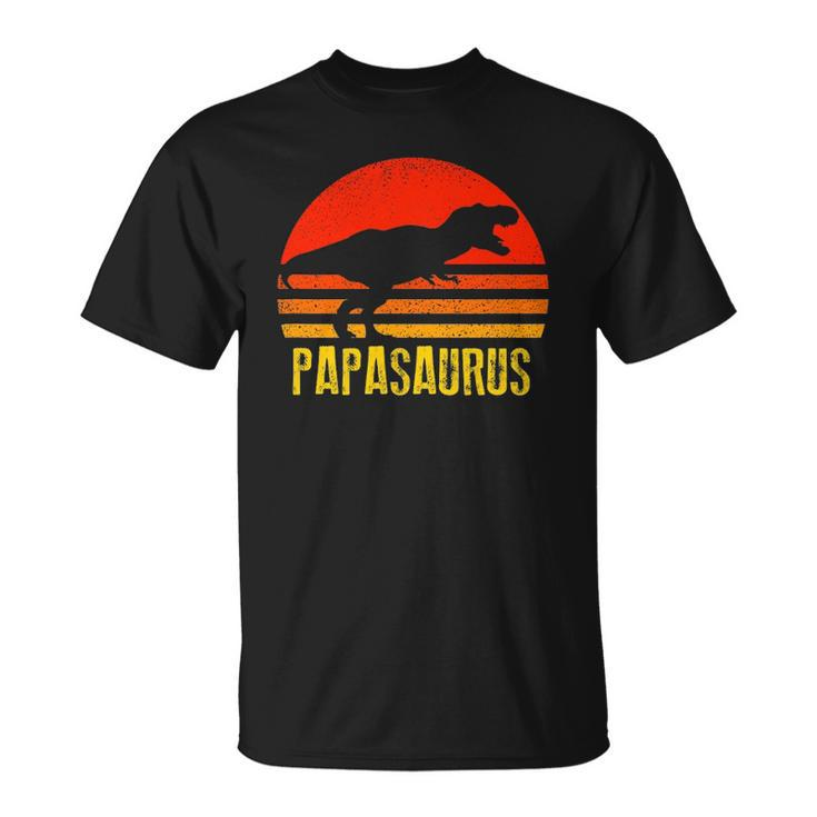 Papasaurus  Retro Vintage Sunset Dinosaur Gift Unisex T-Shirt