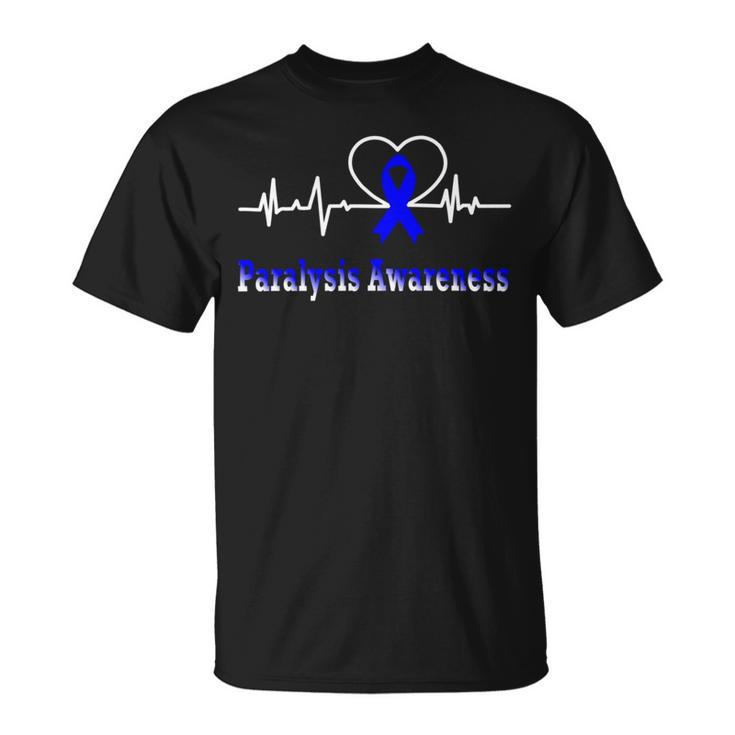 Paralysis Awareness Awareness Heartbeat  Blue Ribbon  Paralysis  Paralysis Awareness Unisex T-Shirt