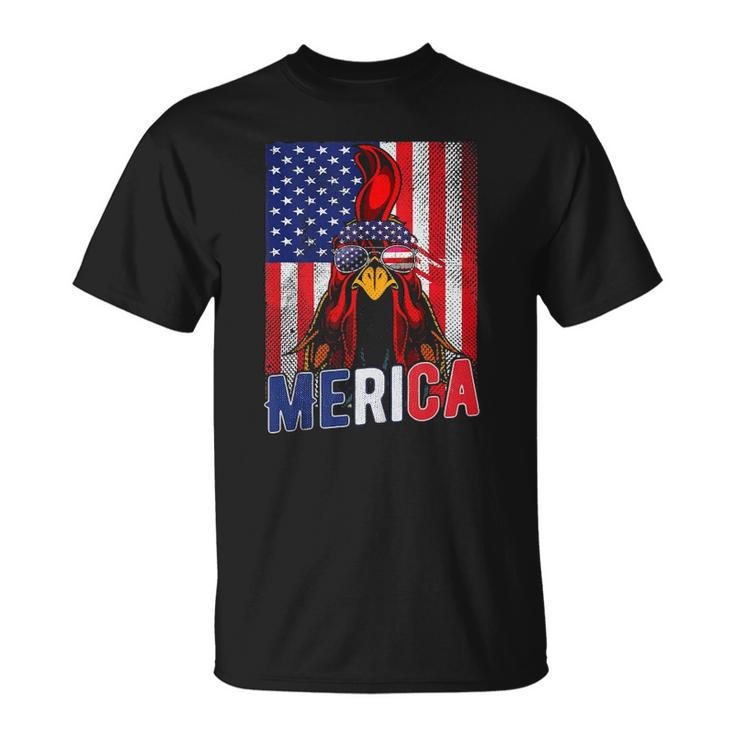 Patriotic Chicken Merica 4Th Of July Usa Independence  Unisex T-Shirt