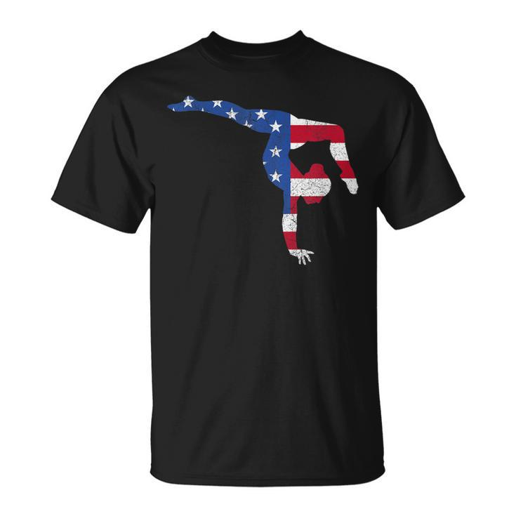 Patriotic Sports Gift American Usa Flag Girls Gymnastics  V2 Unisex T-Shirt