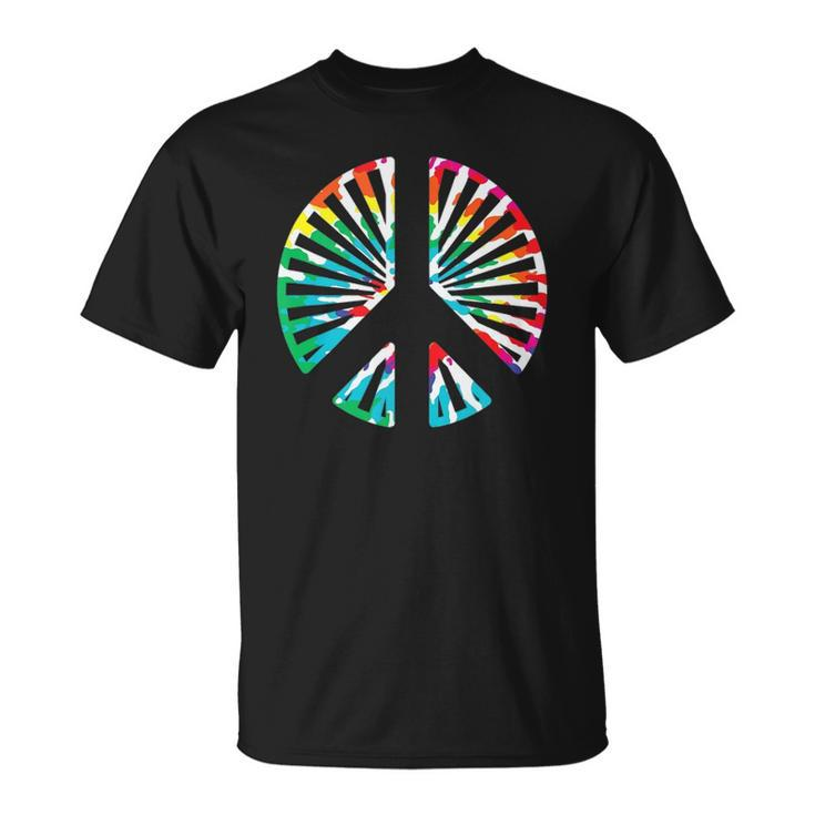 Peace Sign Rainbow Colors 70S 80S Party  Unisex T-Shirt