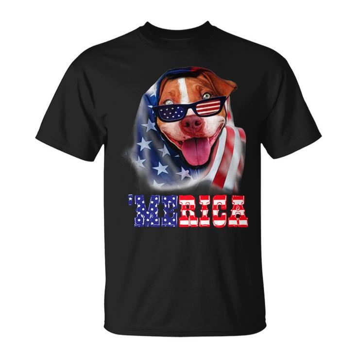 Pitbull American Flag 4Th Of July Pitbull Dad Dog Lover Fun  Unisex T-Shirt