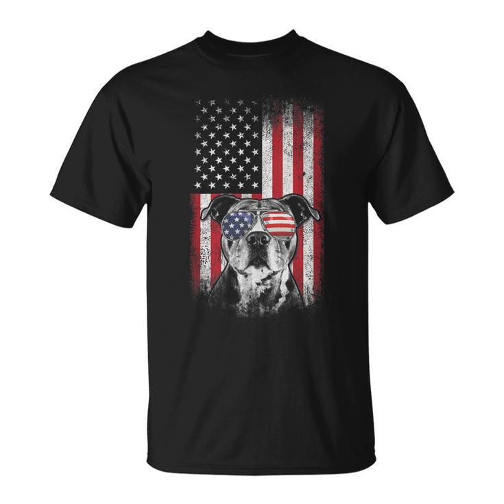 Pitbull American Flag 4Th Of July Pitbull Dad Mom Dog Lover  V2 Unisex T-Shirt