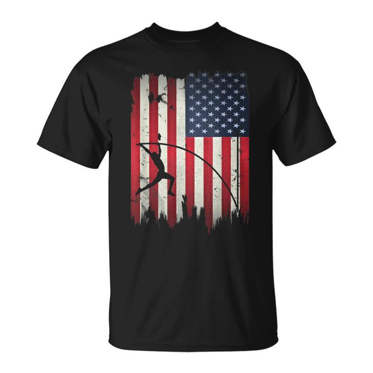 Pole Vault Usa American Flag 4Th Of July Jump Sports Gift  Unisex T-Shirt