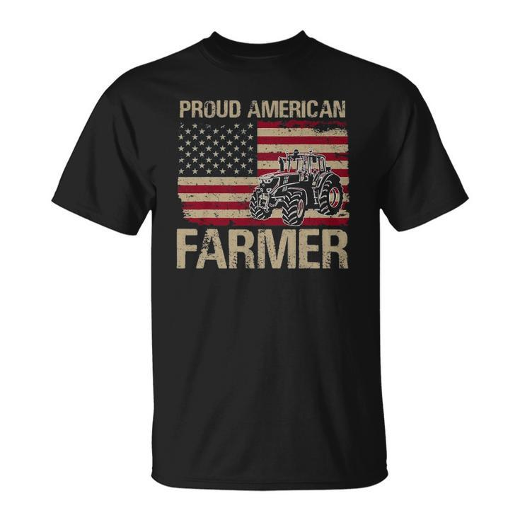 Proud American Farmer Usa Flag Patriotic Farming T-shirt