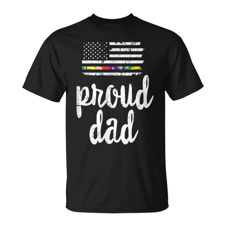 Proud Lgbtq Dad American Usa Flag Pride Ally Rainbow Lgbt T-shirt