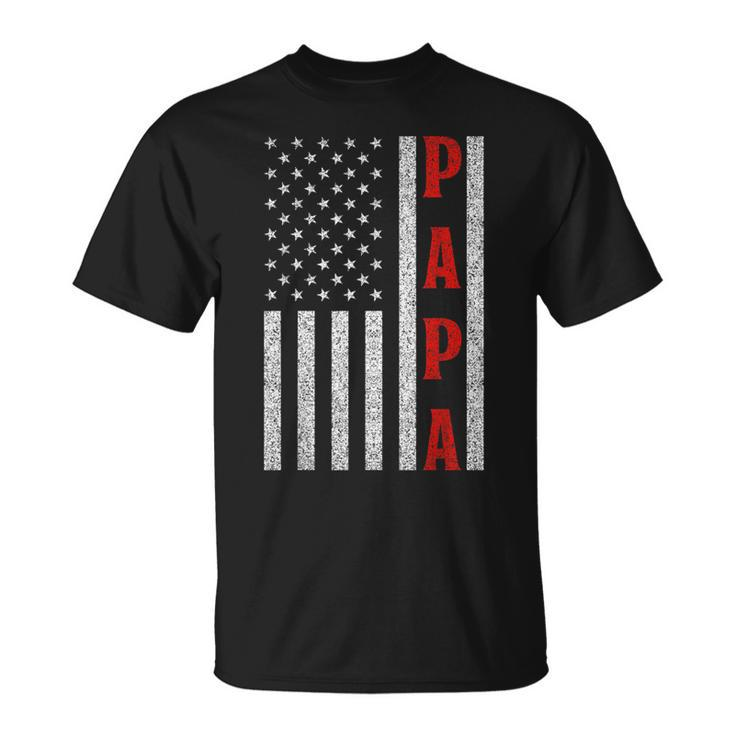 Proud Papa American Flag Fathers Day From Grandchildren T-shirt