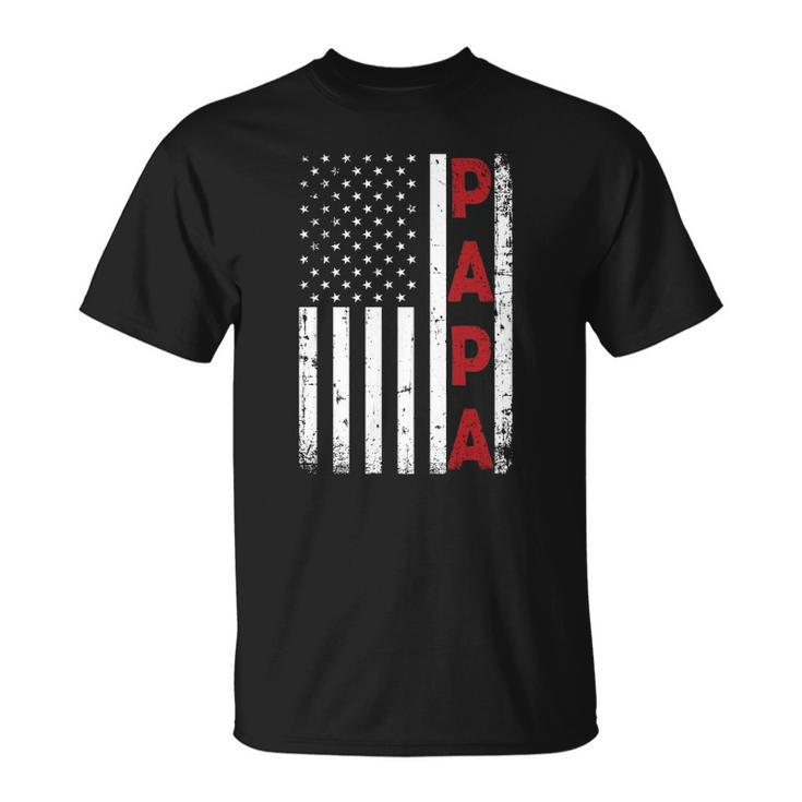 Proud Papa Usa Flag Fathers Day Tee Gifts From Grandchildren Unisex T-Shirt