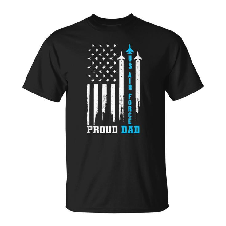 Proud Us Air Force Dad Rocket America Flag Fathers Day Gift Unisex T-Shirt