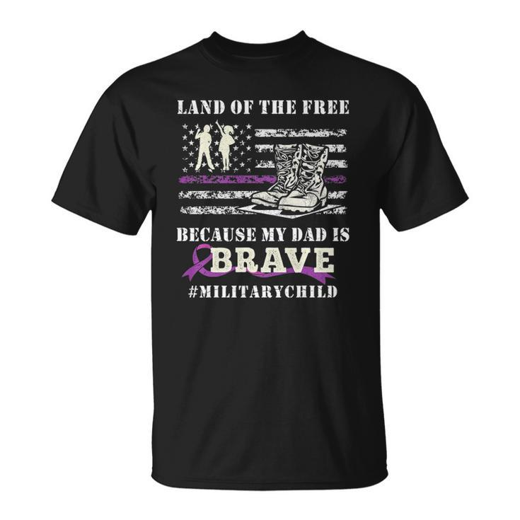 Purple Up Military Kids Land Of The Free Usa Flag Unisex T-Shirt
