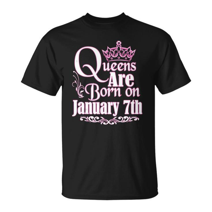 Queens Are Born On January 7Th Capricorn Aquarius Birthday  Unisex T-Shirt