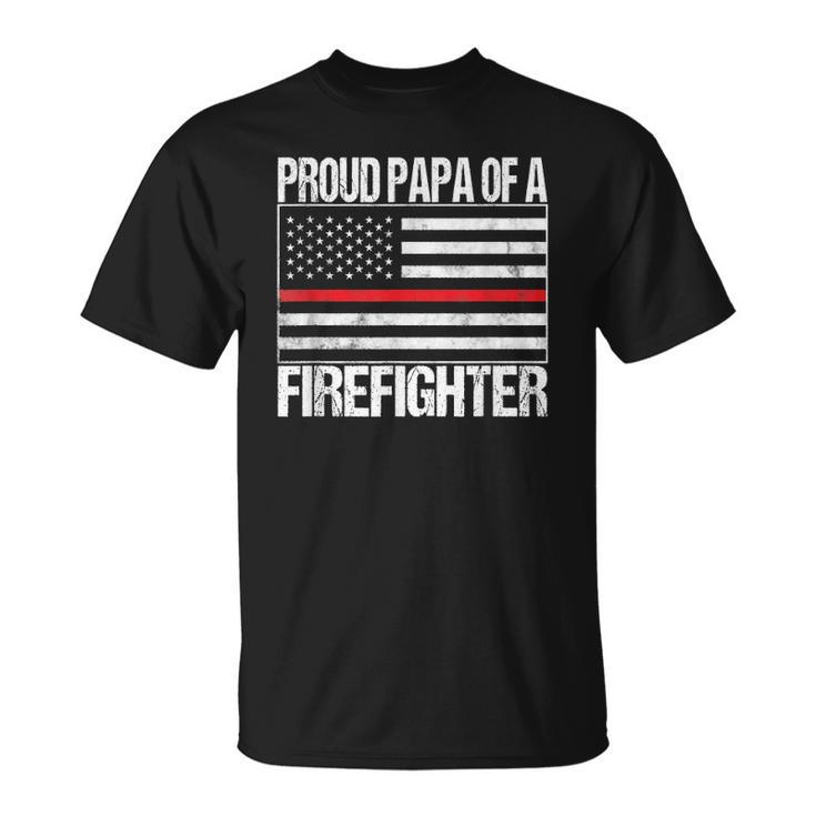 Red Line Flag  Proud Papa Of A Firefighter Fireman Unisex T-Shirt