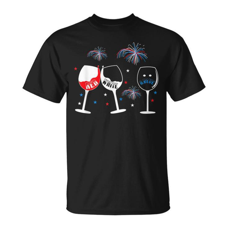 Red White And Blue Funny Wine Glass  For 4Th Of July  Unisex T-Shirt