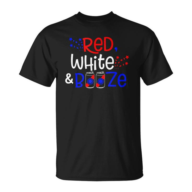 Red White And Booze  Funny Adult 4Th Of July   Unisex T-Shirt
