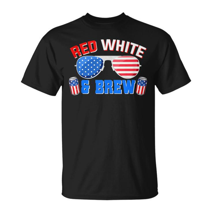Red White And Brew 4Th Of July Funny Drinking Sunglasses  Unisex T-Shirt