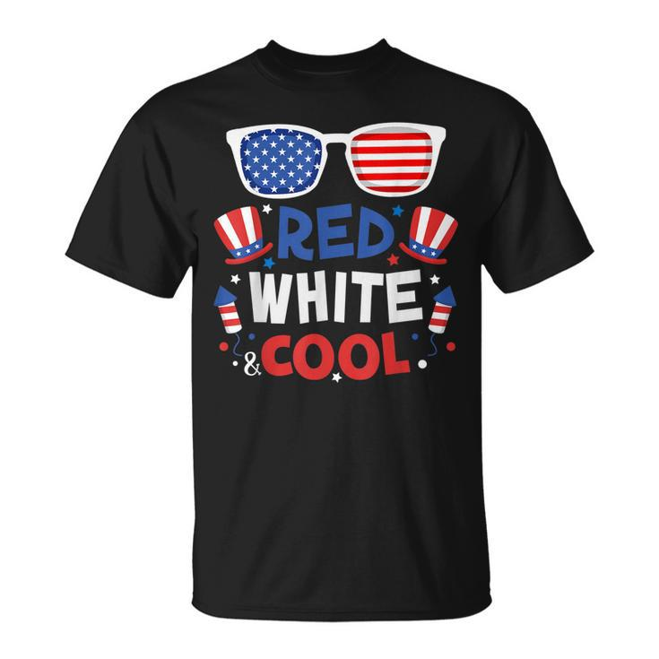 Red White And Cool Sunglasses 4Th Of July Toddler Boys Girls  Unisex T-Shirt