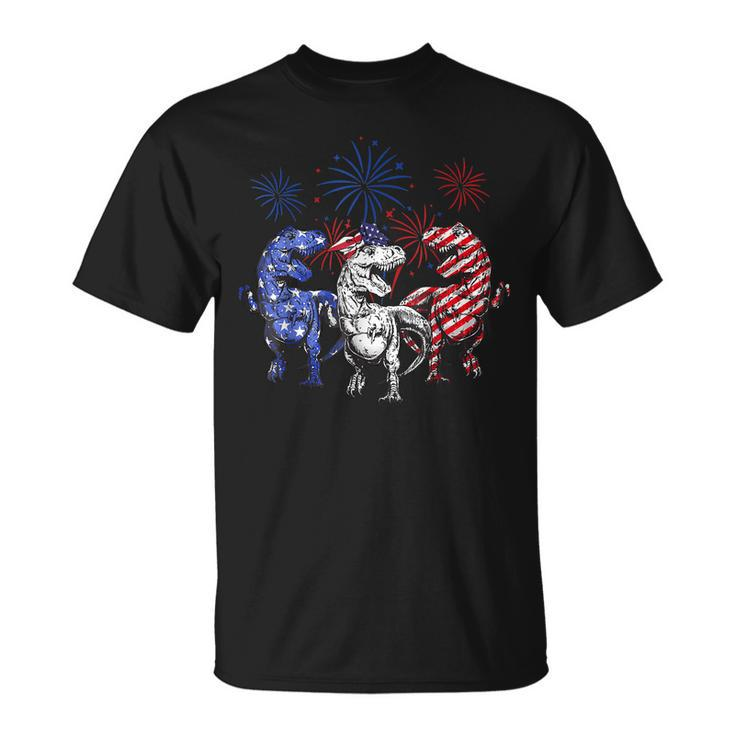 Red White Blue T Rex Dinosaur Firework 4Th Of July  Unisex T-Shirt