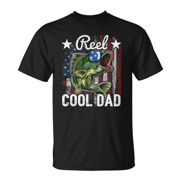 Reel Cool Dad Fishing American Flag Fathers Day Gif Unisex T-Shirt