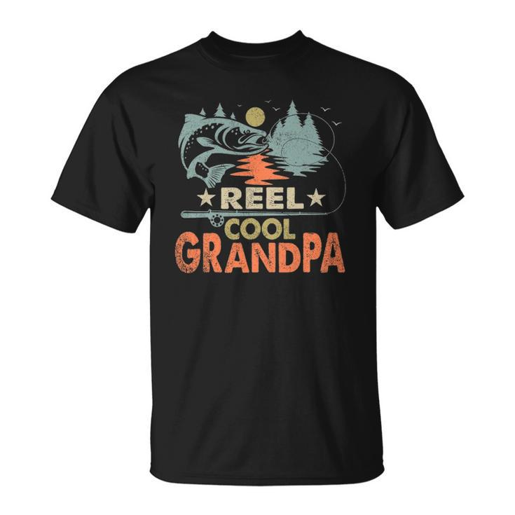 Reel Cool Grandpa Fishing Lover Vintage Fathers Day Unisex T-Shirt