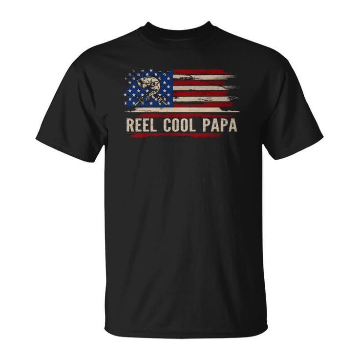 Reel Cool Papa American Usa Flag Funny Fishingfish Gift  Unisex T-Shirt