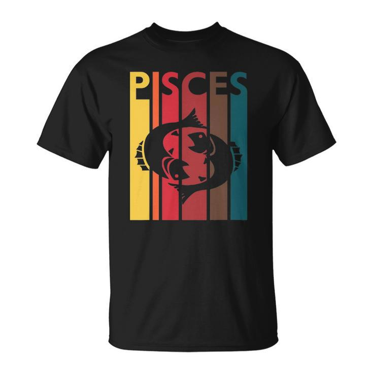 Retro Pisces Zodiac Sign February March Birthday Gift Pisces Unisex T-Shirt