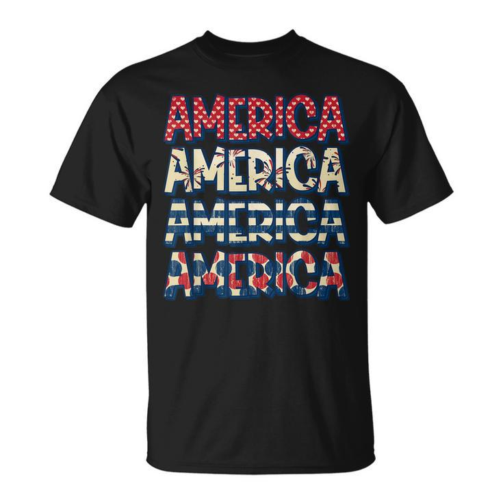 Retro Vintage America Red Blue And White 4Th July Patriotic  Unisex T-Shirt