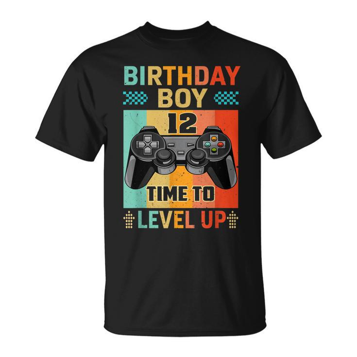 Retro Vintage Gaming 12 Years Old Level Up 12Th Birthday Boy  Unisex T-Shirt