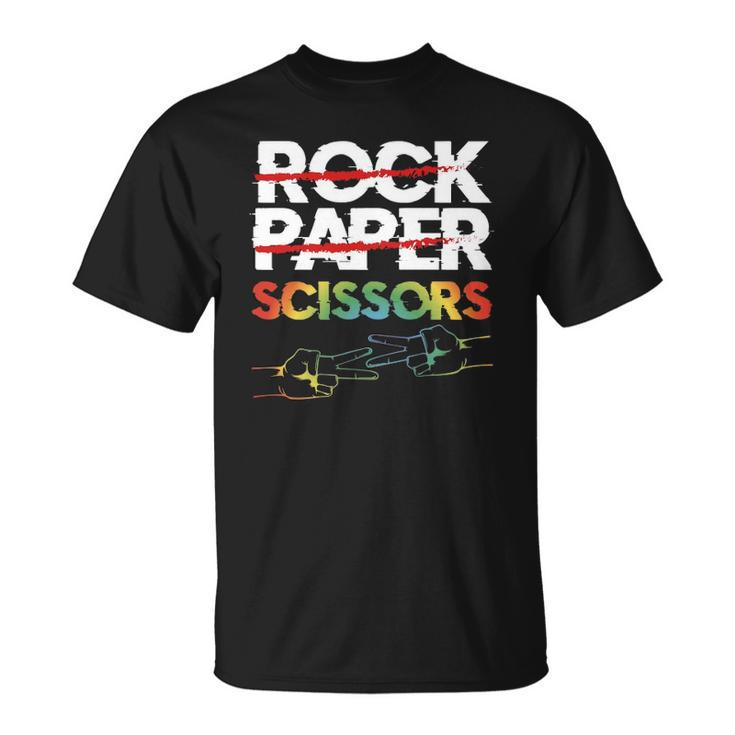 Rock Paper Scissors Lesbian Couple Lgbtq Pride Month Gift  Unisex T-Shirt