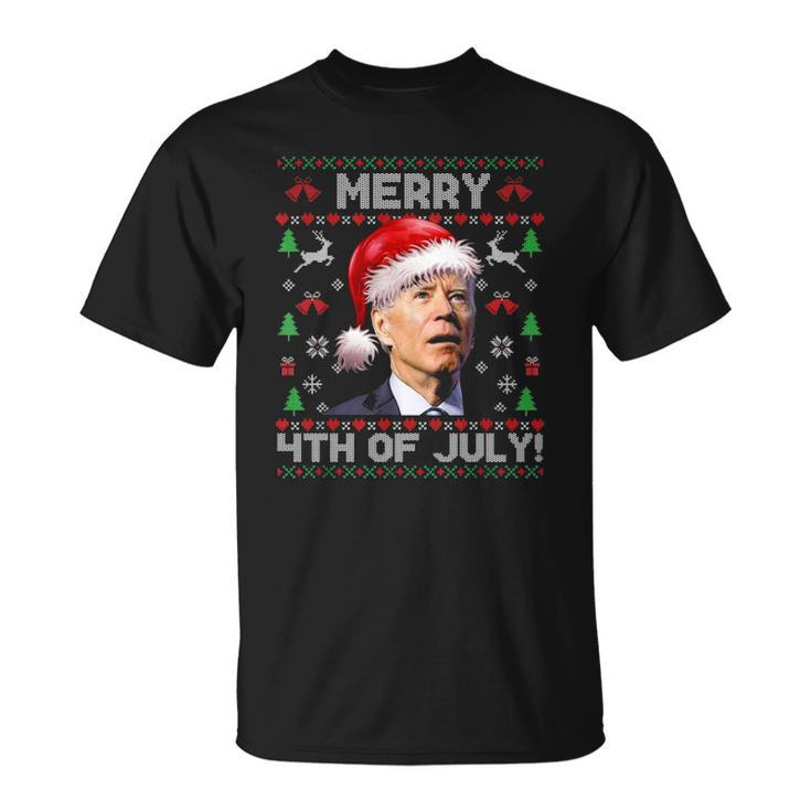 Santa Joe Biden Merry 4Th Of July Ugly Christmas  Unisex T-Shirt