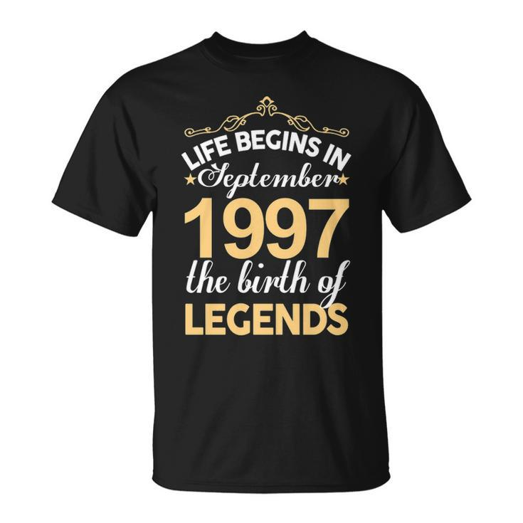 September 1997 Birthday Life Begins In September 1997 V2 T-Shirt