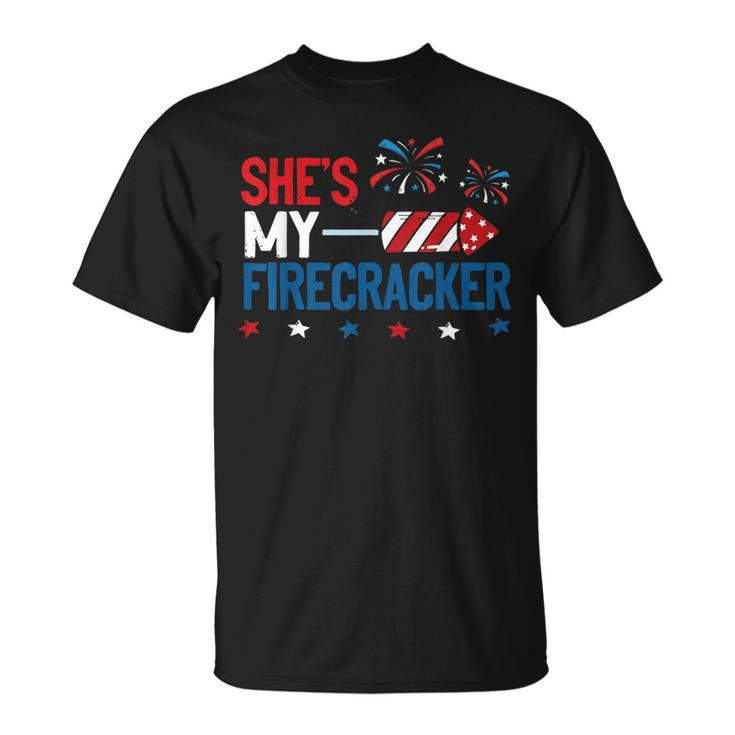 Shes My Firecracker 4Th July Matching Couples For Him  Unisex T-Shirt