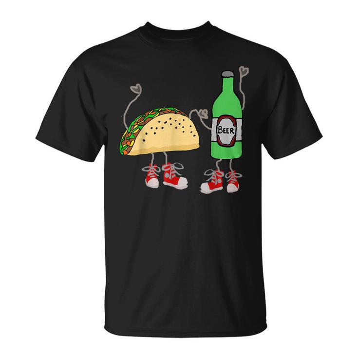 Smilealot Funny Taco And Beer Food Cartoon  Unisex T-Shirt