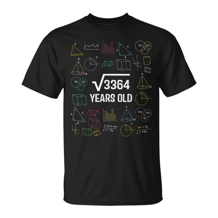 Square Root Of 3364 Cool Fifty Eight Years Old 58Th Birthday  Unisex T-Shirt