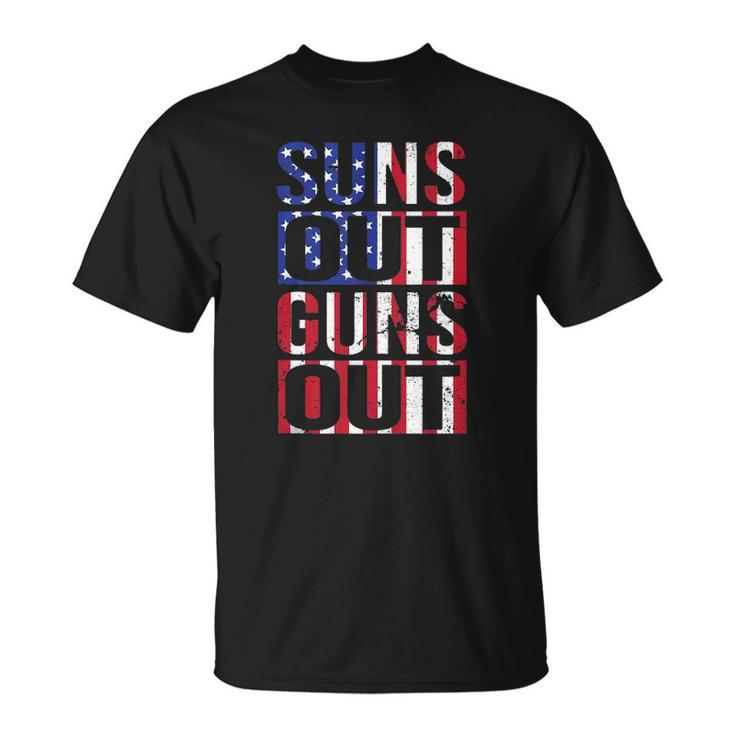 Suns Out Guns Out Funny Fourth Of July Muscles  Unisex T-Shirt